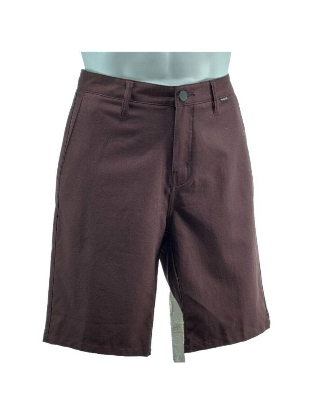 HURLEY Women's Shorts Burgundy Polyester Knee Length Pockets Belt Loops Size 28